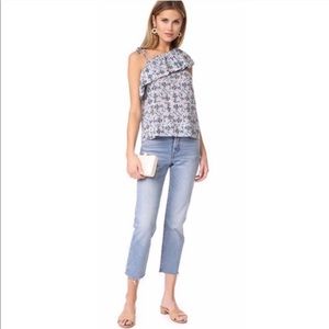 La Vie Rebecca Taylor one shoulder floral blouse